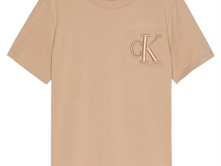 Calvin Klein Monogram Embro Logo T-Shirt Travertine Online now