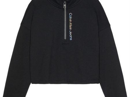 Calvin Klein Logo Zip Up Sweatshirt Black Supply